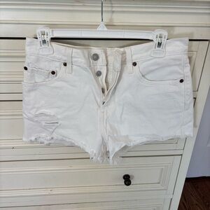 Levi’s White Distressed Women Shorts